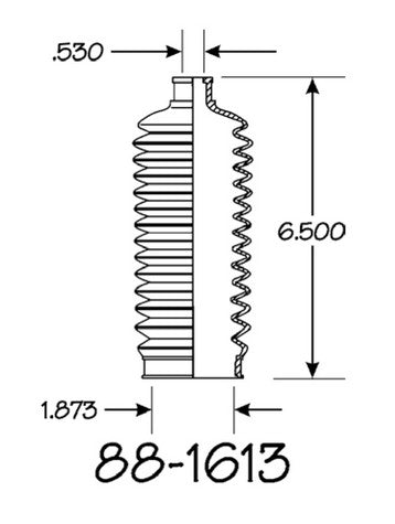 EMPI Rack and Pinion Bellows P/N:88-1613-K Fits: Acura Mdx, Acura Zdx, Audi A3, Audi A3 Quattro, Audi Q3, Audi S3, Audi Tt, Audi Tt Quattro - Image 1