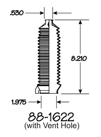 EMPI Rack and Pinion Bellows P/N:88-1622-K Fits: Chevrolet Silverado 1500, Chevrolet Silverado 1500 Classic, Chevrolet Silverado 1500 Hd, Chevrolet Silverado 1500 Hd Classic, Dodge Dakota, Dodge Durango, GMC Sierra 1500 Hd, GMC Sierra 1500 Hd Classic - Image 1