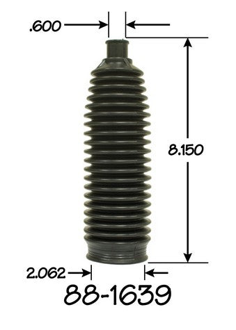 EMPI Rack and Pinion Bellows P/N:88-1639-K Fits: Audi R8, Cadillac Srx, Chevrolet Colorado, Chevrolet Volt, Chrysler 300, Dodge Challenger, Dodge Charger, Dodge Durango, Dodge Nitro - Image 1
