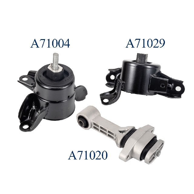 ACEON Engine Mount Set P/N:9000-3004 Fits: Hyundai Accent 17-12, Hyundai Elantra 16-11, Hyundai Elantra Coupe 2014, Hyundai Veloster 14-12, Kia Forte 18-14, Kia Forte Koup 16-14, Kia Forte5 18-14, Kia Rio 17-12 - Image 1