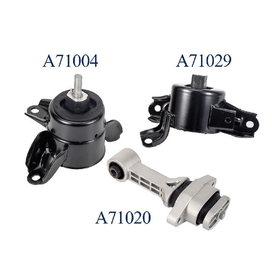 ACEON Engine Mount Set P/N:9000-3004 Fits: Hyundai Accent 17-12, Hyundai Elantra 16-11, Hyundai Elantra Coupe 2014, Hyundai Veloster 14-12, Kia Forte 18-14, Kia Forte Koup 16-14, Kia Forte5 18-14, Kia Rio 17-12 - Image 1
