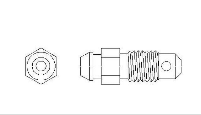 Better Brake Parts Brake Bleeder Screw P/N:9403 Fits: Buick Allure 09-05, Buick Lacrosse 09-05, Chevrolet Camaro 68-67, Chevrolet Chevy Ii 68-67, Chevrolet Corvette 82-65, Oldsmobile Toronado 68-66 - Image 1