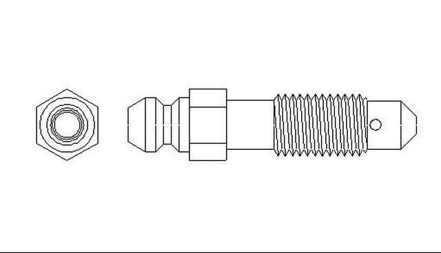 Better Brake Parts Brake Bleeder Screw P/N:9416 Fits: Chevrolet Spectrum 88-85, Isuzu I-mark 89-85, Isuzu Impulse 92-90, Mazda 323 89-88, Mazda 626 82-79, Mazda 808 77-72, Mazda 929 91-88, Mazda Rx-7 91-86 - Image 1