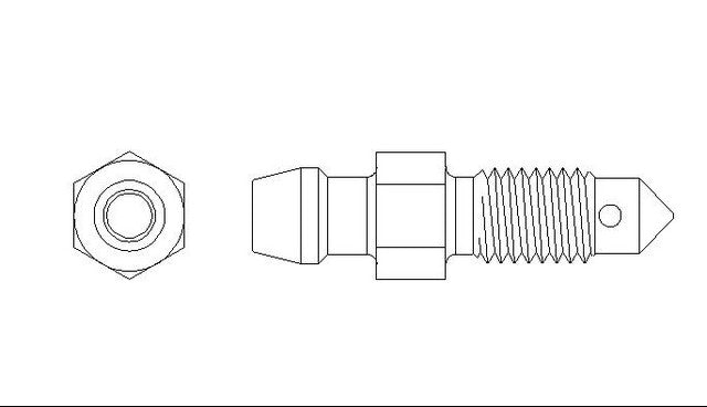Better Brake Parts Brake Bleeder Screw P/N:9501 Fits: Chevrolet Prizm, Chrysler 200, Chrysler Crossfire, Chrysler Sebring, Ford Escort, Ford Focus, Honda Passport, Infiniti Fx35, Infiniti Fx45, Infiniti G35 - Image 1