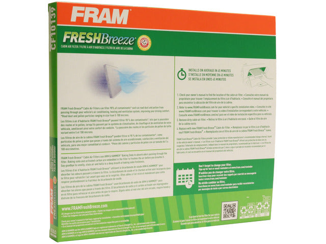 FRAM Cabin Air Filter P/N:CF10139 Fits: Scion Tc 10-05, Scion Xa 06-04, Scion Xb 06-04, Toyota Echo 05-00, Toyota Rav4 05-01 - Image 1