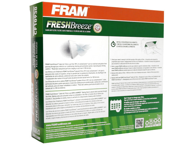 FRAM Cabin Air Filter P/N:CF10930 Fits: Subaru Crosstrek 17-16, Subaru Forester 18-09, Subaru Impreza 16-08, Subaru Wrx 21-12, Subaru Wrx Sti 21-13, Subaru Xv Crosstrek 15-13 - Image 1