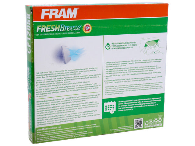 FRAM Cabin Air Filter P/N:CF12058 Fits: Hyundai Accent 22-18, Hyundai Elantra 20-17, Hyundai Elantra Gt 20-18, Kia Forte 24-19, Kia Forte5 24-20, Kia Rio 23-18 - Image 1