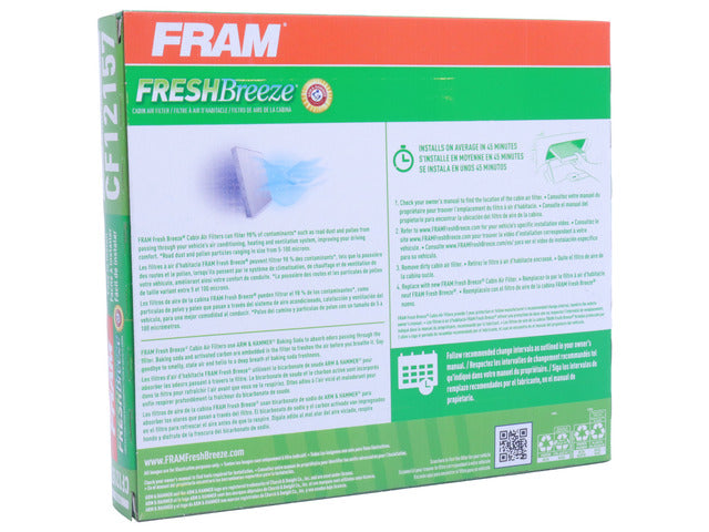FRAM Cabin Air Filter P/N:CF12157 Fits: Lexus Es250, Lexus Es300h, Lexus Es350, Lexus Nx250, Lexus Nx350, Lexus Nx350h, Lexus Nx450h+, Lexus Rx350, Lexus Rx350h, Lexus Rx350l - Image 1