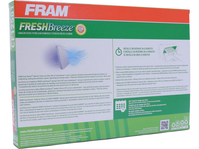 FRAM Cabin Air Filter P/N:CF12501 Fits: BMW 530e, BMW 530e Xdrive, BMW 530i, BMW 530i Xdrive, BMW 540d Xdrive, BMW 540i, BMW 540i Xdrive, BMW 640i Xdrive Gran Turismo, BMW 740e Xdrive, BMW 740i - Image 1