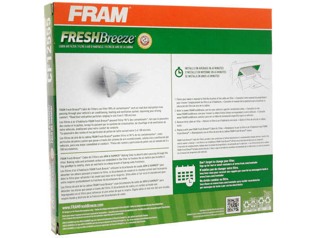 FRAM Cabin Air Filter P/N:CF12555 Fits: Hyundai Ioniq 22-20, Hyundai Kona Electric 23-19 - Image 1