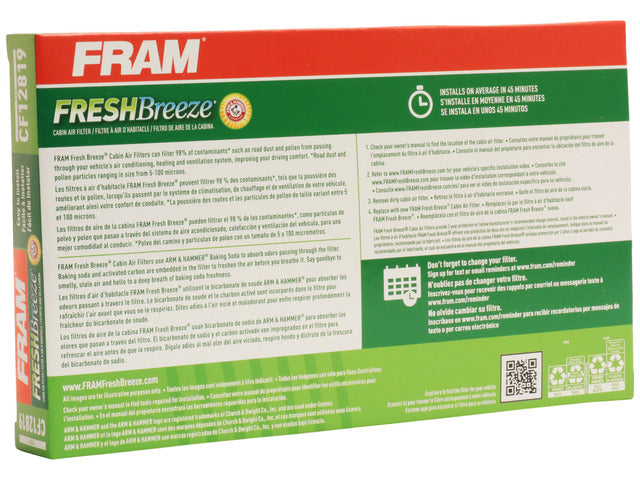 FRAM Cabin Air Filter P/N:CF12819 Fits: Jeep Gladiator 23-21, Jeep Wrangler 23-20 - Image 1