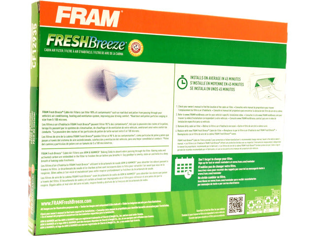 FRAM Cabin Air Filter P/N:CF12935 Fits: Jeep Grand Cherokee 25-22, Jeep Grand Cherokee L 25-21 - Image 1