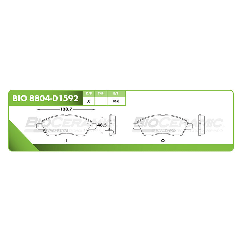 Servicio a Frenos Delanteros Ceramica BioCeramic 8804-D1592