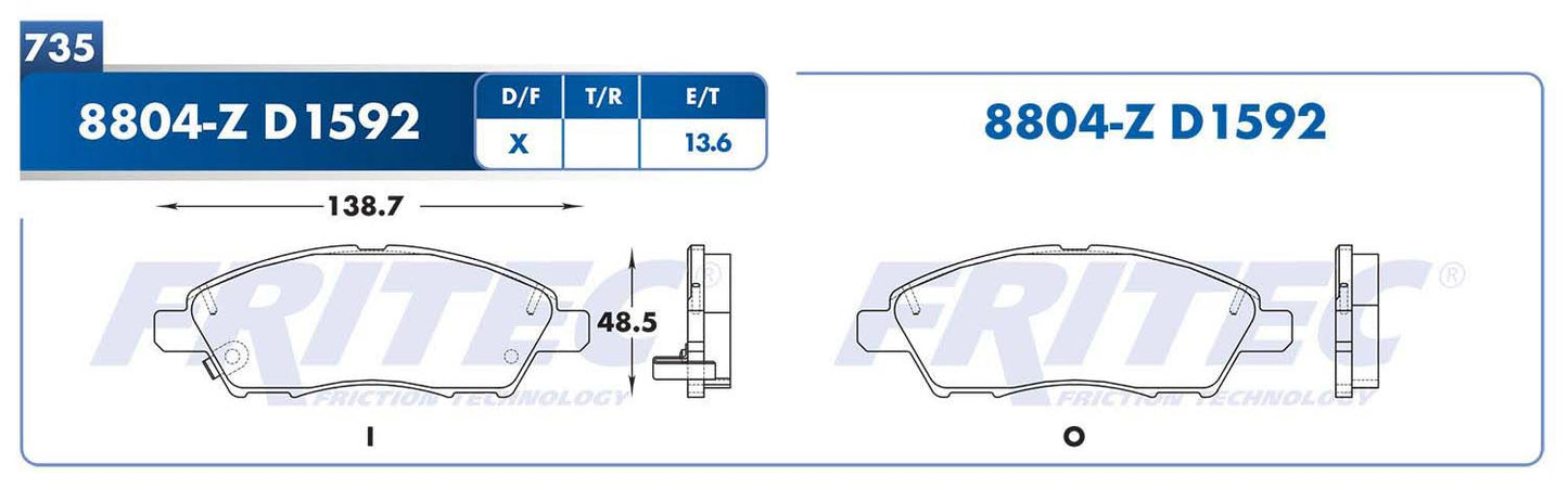 Servicio a Frenos Delanteros Ceramica Fritec SPC-8804-Z