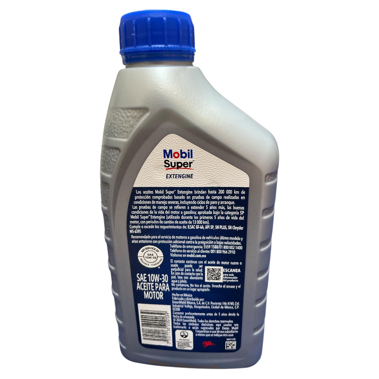 Aceite motor 10W-30 Extengine Mobil super 1Qts