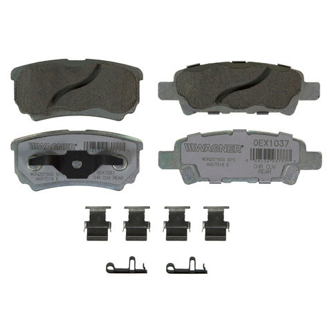Wagner Brake Disc Brake Pad Set P/N:OEX1037 Fits: Chrysler 200 14-11, Chrysler Sebring 10-07, Dodge Avenger 14-08, Dodge Caliber 12-07, Jeep Compass 17-07, Jeep Patriot 17-07, Mitsubishi Lancer 17-04, Mitsubishi Outlander 06-04 - Image 1