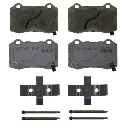 Wagner Brake Disc Brake Pad Set P/N:OEX1053 Fits: Cadillac Cts, Cadillac Sts, Chevrolet Camaro, Chevrolet Ss, Chrysler 300, Dodge Challenger, Dodge Charger, Dodge Magnum, Ferrari F430, Jeep Grand Cherokee, Tesla S, Tesla X - Image 1