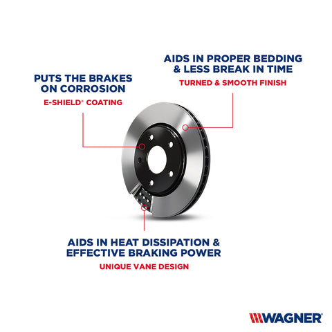 Wagner Brake Disc Brake Rotor P/N:BD180739E Fits: Mercedes-benz C250 15-12, Mercedes-benz C300 14-13, Mercedes-benz C350 15-10, Mercedes-benz E350 14-10, Mercedes-benz E400 17-15, Mercedes-benz E550 17-10 - Image 1