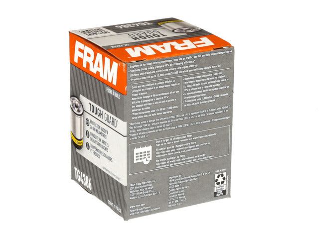 FRAM Engine Oil Filter P/N:TG4386 Fits: Chevrolet Nova, Chevrolet Tracker, Daihatsu Charade, Geo Prizm, Infiniti G20, Lexus Gx550, Lexus Ls500, Lexus Lx600, Lexus Lx700h, Lexus Rx350h - Image 1