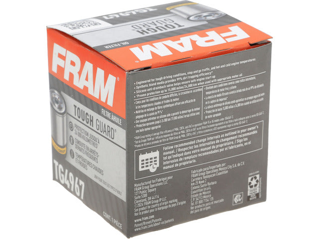 FRAM Engine Oil Filter P/N:TG4967 Fits: Chevrolet Nova, Chevrolet Prizm, Chevrolet Tracker, Daihatsu Charade, Daihatsu Rocky, Geo Prizm, Infiniti G20, Lexus Es250, Lexus Es300h, Lexus Gx550 - Image 1