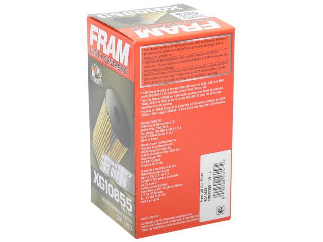FRAM Engine Oil Filter P/N:XG10855 Fits: Hyundai Azera 17-12, Hyundai Santa Fe 18-10, Hyundai Santa Fe Xl 19-13, Kia Cadenza 16-14, Kia Sedona 12-11, Kia Sedona 18-14, Kia Sorento 18-11 - Image 1