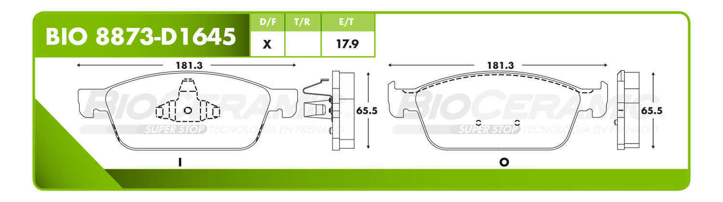 BioCeramic Balata de Disco Ceramica P/N: 8873-D1645