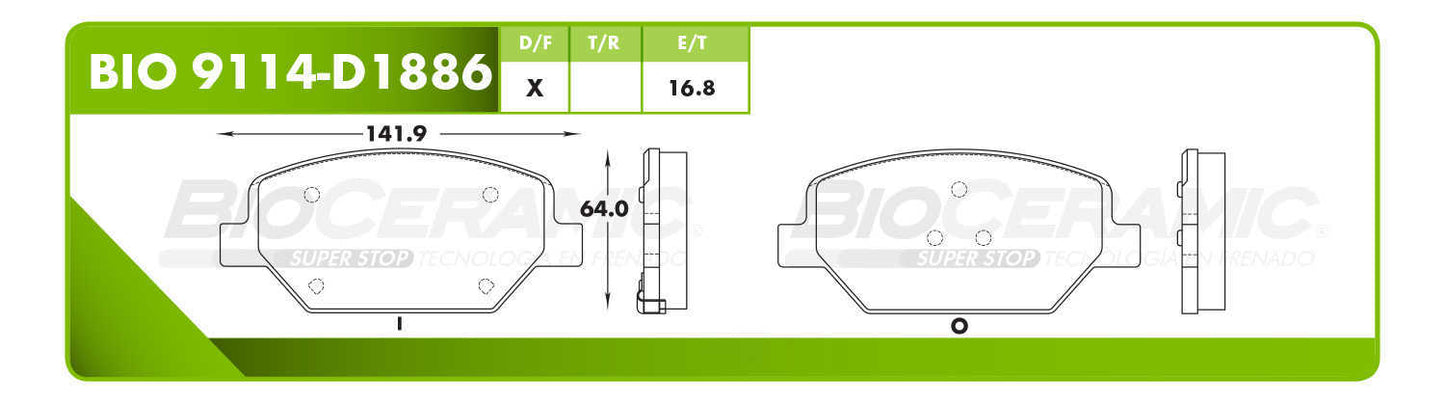 BioCeramic Balata de Disco Ceramica P/N 9114-D1886