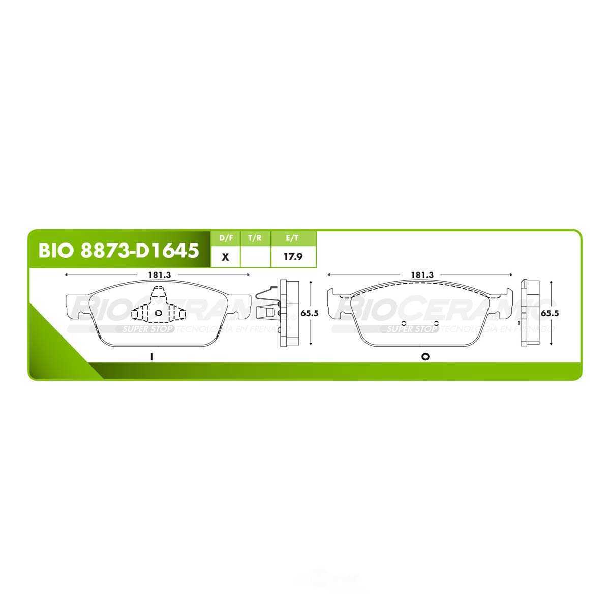 BioCeramic Balata de Disco Ceramica P/N: 8873-D1645