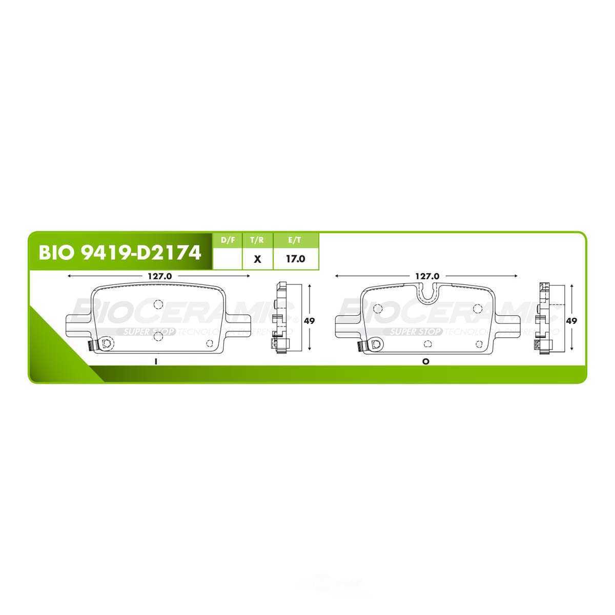 BioCeramic Juego de Balatas de Disco Ceramica P/N: 9419-D2174